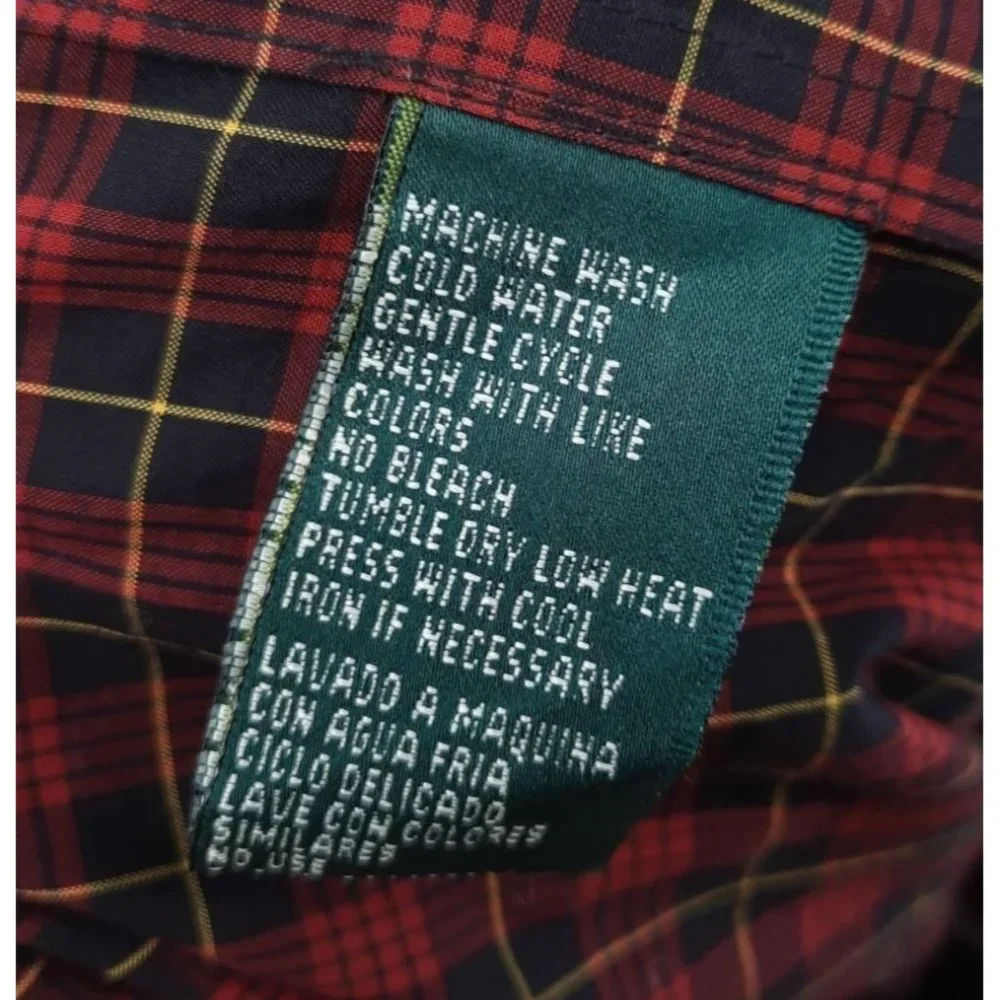VTG 90s Lauren Ralph Lauren Red Plaid Ruffled Button Up Long Sleeve Top S Petite - Picture 5 of 9